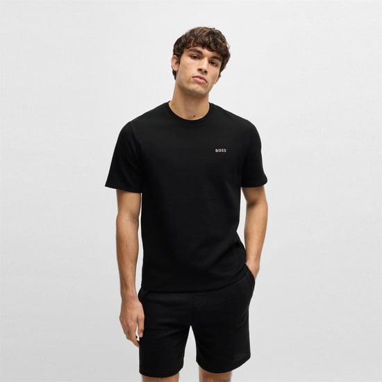 Boss Mens Waffle Knit Structured Pyjama Top (Black) - Image 2