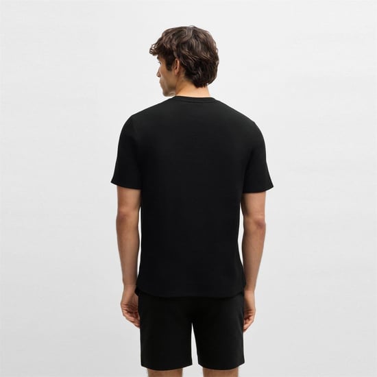 Boss Mens Waffle Knit Structured Pyjama Top (Black) - Image 3