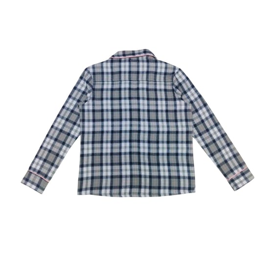 Linea Lange pyjamaset voor dames van katoen met ruitjesmotief en knoopsluiting aan de voorkant (1 stuk) (GRIJS/PINK) - Image 3