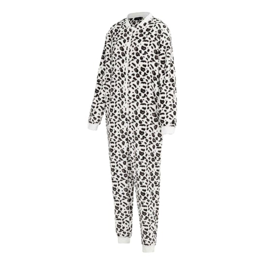 Linea Heltäckande nattkläder i fleece med leopardmönster för kvinnor/damer (Svart/vit) - Image 3