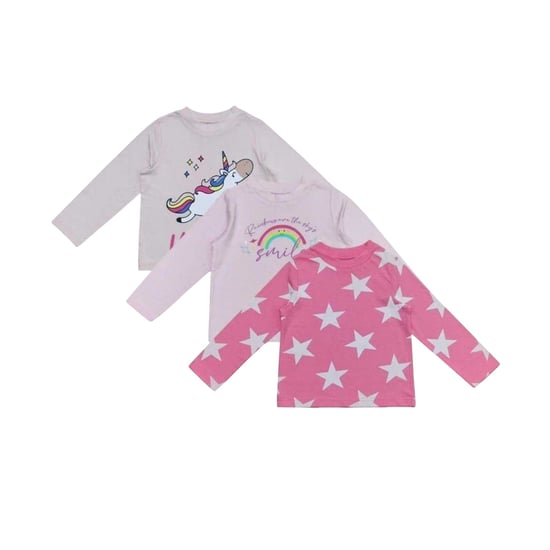 Star Lange pyjamaset met eenhoornmotief voor kinderen (set van 3) (Zwart/roze) - Image 2