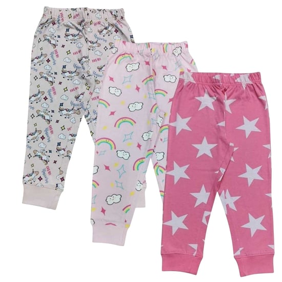 Star Lange pyjamaset met eenhoornmotief voor kinderen (set van 3) (Zwart/roze) - Image 4