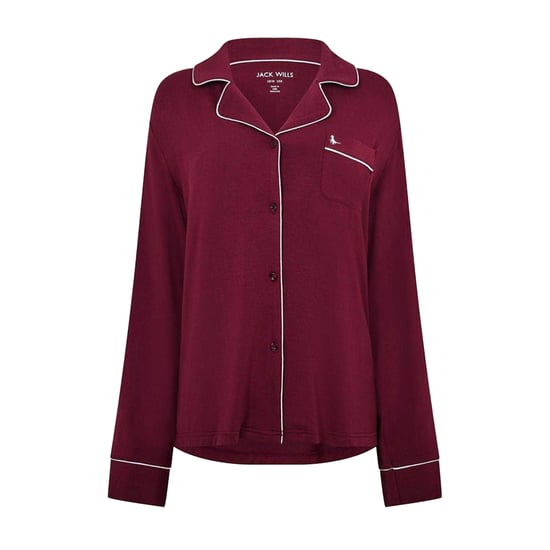 Jack Wills Lange pyjamaset met kraag voor dames (Wijn) - Image 2