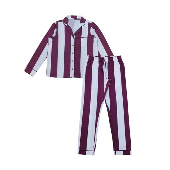 Linea Pyjamaset voor dames met strepen en knopen van HW (Blauw) - Image 1