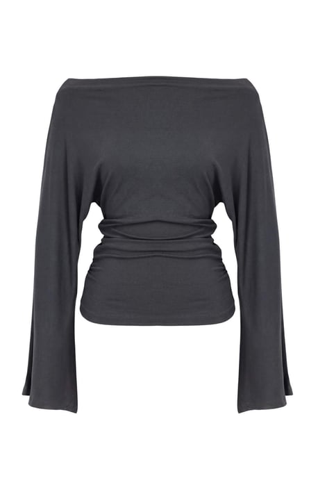 TRENDYOLMİLLA Dames Grijs Effen Lang Getailleerd Blouses - Image 4