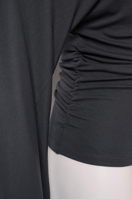 TRENDYOLMİLLA Dames Grijs Effen Lang Getailleerd Blouses - Image 5