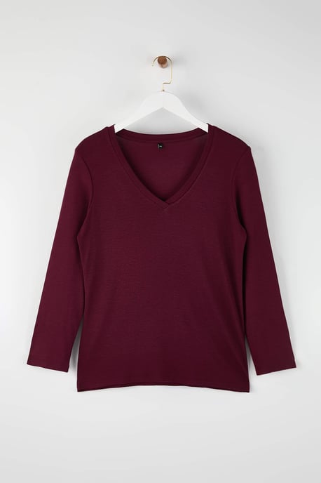Trendyol Curve Dames Bordeaux Effen Lang Getailleerd Grote maten Blouses - Image 4