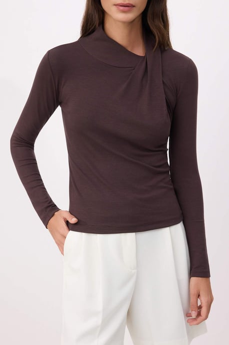 TRENDYOLMİLLA Dames Bruin Effen Lang Getailleerd Blouses - Image 2