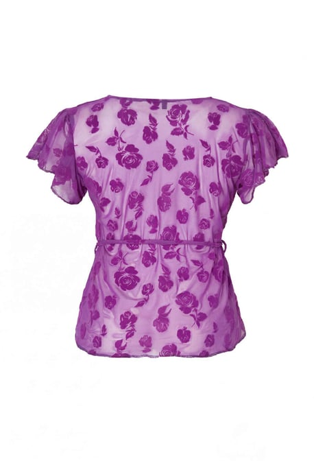 Trendyol Curve Dames Paars Bloemen Kort Getailleerd Grote maten Blouses - Image 5