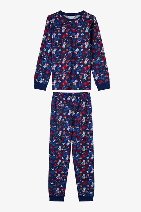 Boys' Style Repeat Cotton Long Sleeve Pajama Set - Image 1