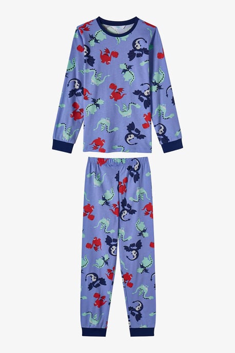 Boys' Dragon Repeat Cotton Long Sleeve Pajama Set - Image 1