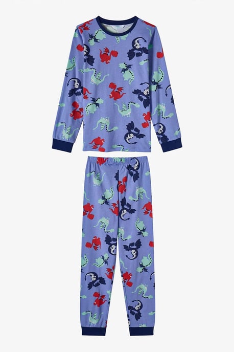 Boys' Dragon Repeat Cotton Long Sleeve Pajama Set - Image 4