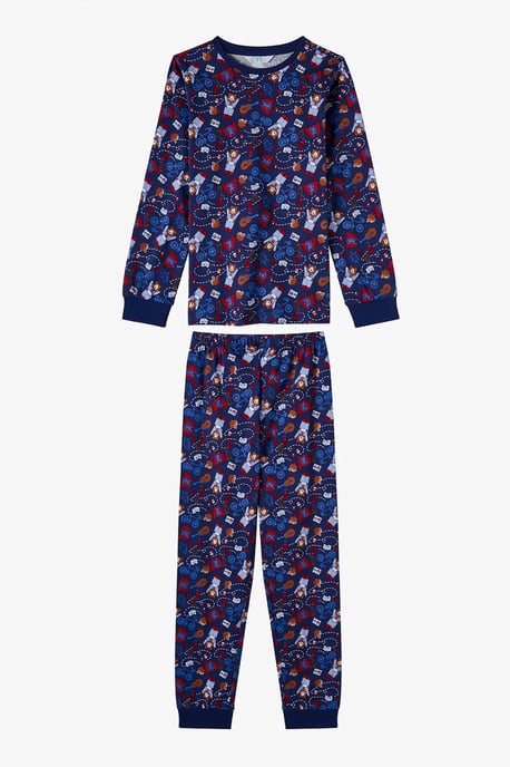 Boys' Style Repeat Cotton Long Sleeve Pajama Set - Image 4