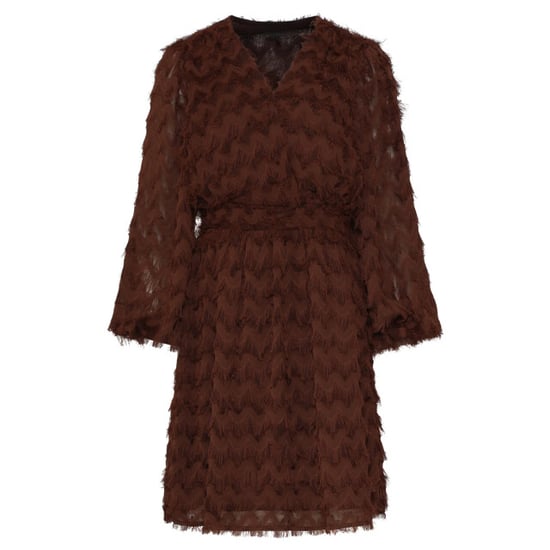 Smashed Lemon Jurk met v-hals, fringe structuur en tailleband | - Image 4