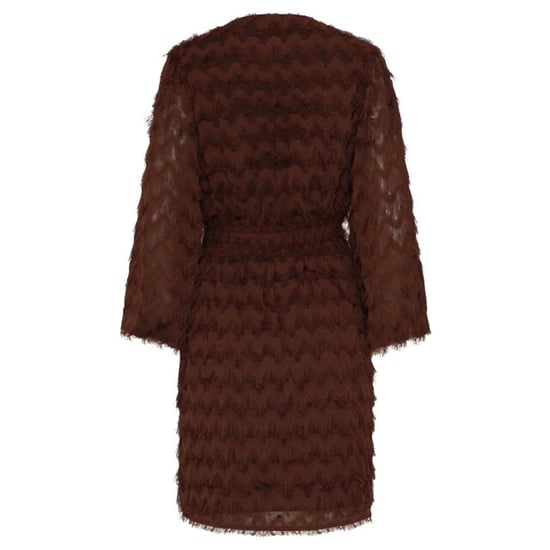 Smashed Lemon Jurk met v-hals, fringe structuur en tailleband | - Image 5