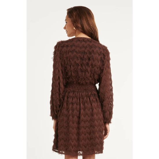Smashed Lemon Jurk met v-hals, fringe structuur en tailleband | - Image 6