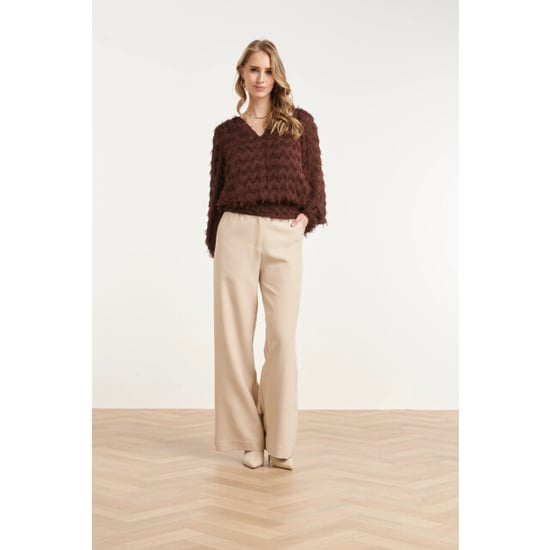 Smashed Lemon Top met v-hals en decoratieve fringe structuur | - Image 2