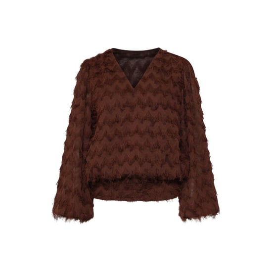 Smashed Lemon Top met v-hals en decoratieve fringe structuur | - Image 5