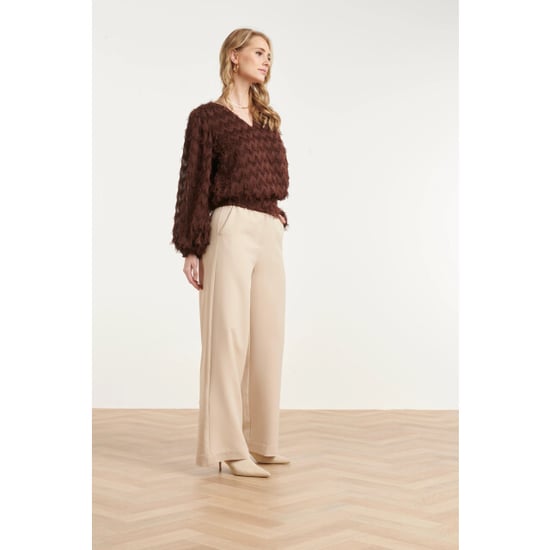 Smashed Lemon Top met v-hals en decoratieve fringe structuur | - Image 6