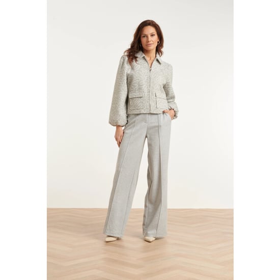 Smashed Lemon Broek met subtiele structuurprint en wijde pijpen | - Image 1