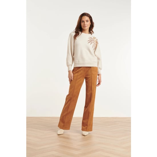 Smashed Lemon Suèdelook pantalon met wijde pijpen | - Image 4