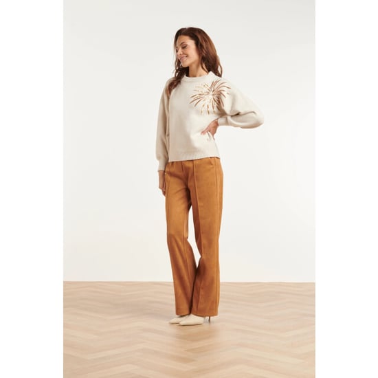 Smashed Lemon Suèdelook pantalon met wijde pijpen | - Image 5