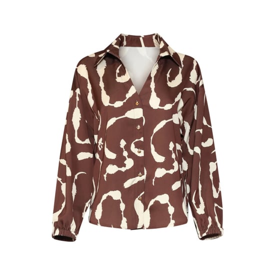 Smashed Lemon Blouse met abstracte print en kraag | - Image 3