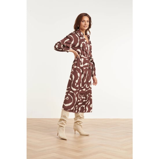 Smashed Lemon Midi blousejurk met abstracte print | - Image 4