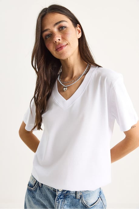 Comfort Fit V-Neck Combed Cotton T-Shirt - Image 6