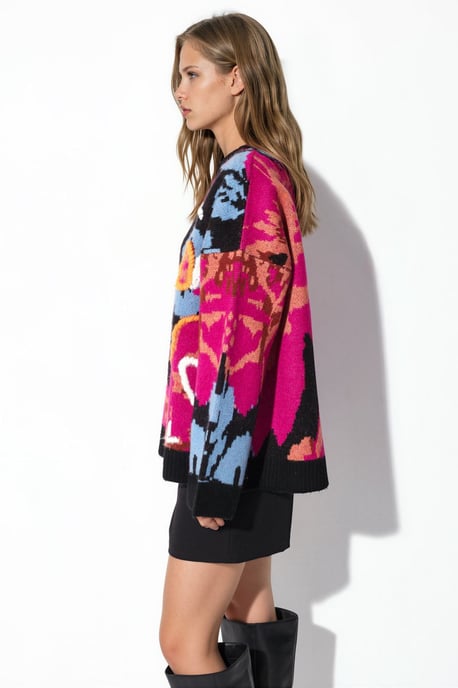 Jacquard Oversized Knit Sweater - Image 4