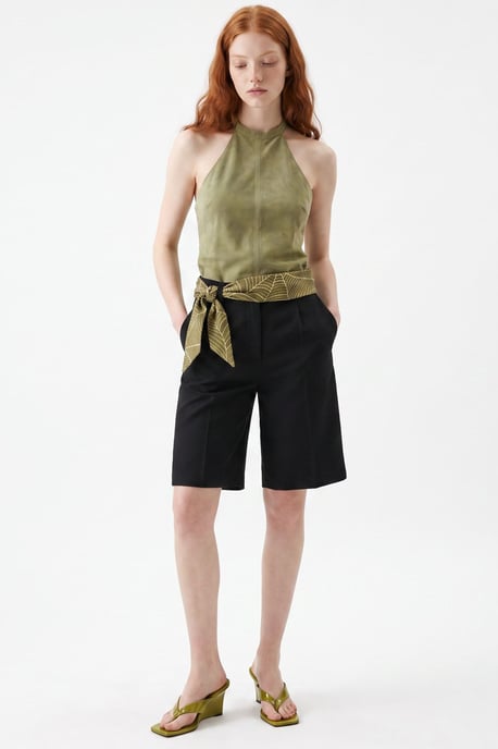 Short met hoge taille, wijde pijpen en tailoringlook - Image 4