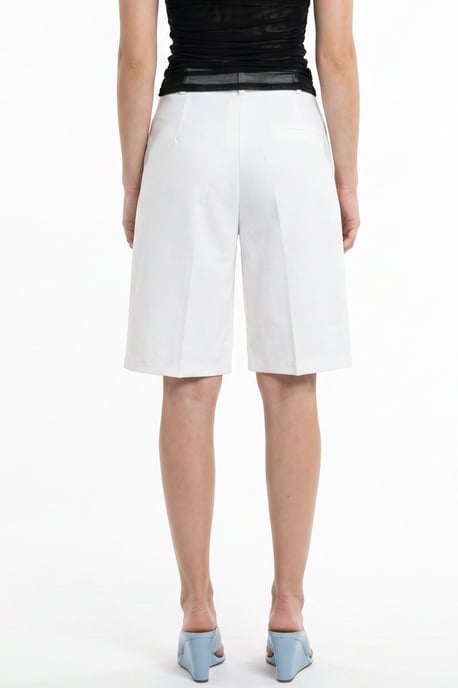 Korte pantalon met hoge taille, wijde pijpen en een nette pasvorm - Image 3