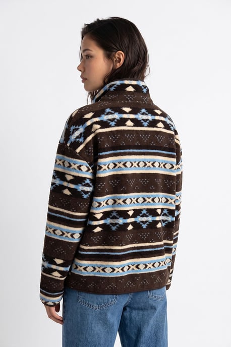 Women's Geometric Zipper Collar Sweatshirt - Image 6