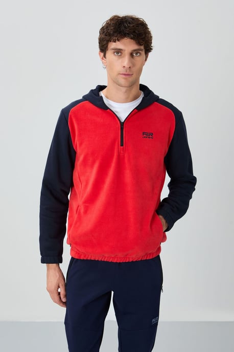 Men's Color-Blocked Half-Zip Plush Sweatshirt - Image 1