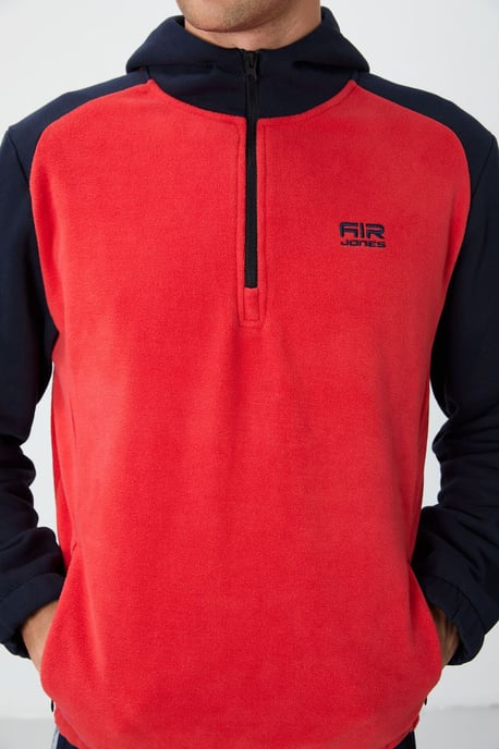 Men's Color-Blocked Half-Zip Plush Sweatshirt - Image 2