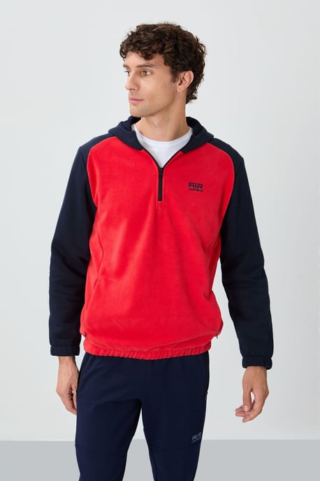 Men's Color-Blocked Half-Zip Plush Sweatshirt - Image 4