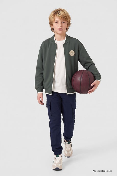 Sweatshirt voor jongeren met ronde hals en rits - Image 2