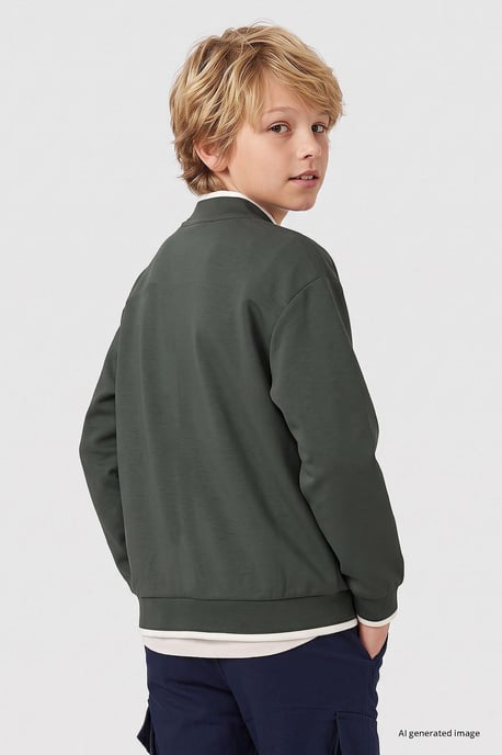 Sweatshirt voor jongeren met ronde hals en rits - Image 5
