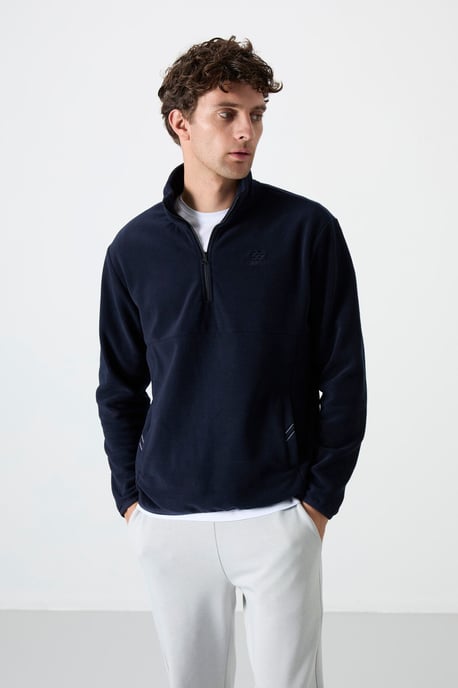 Men's Slim Fit Half-zip Plush Sweatshirt - Image 2