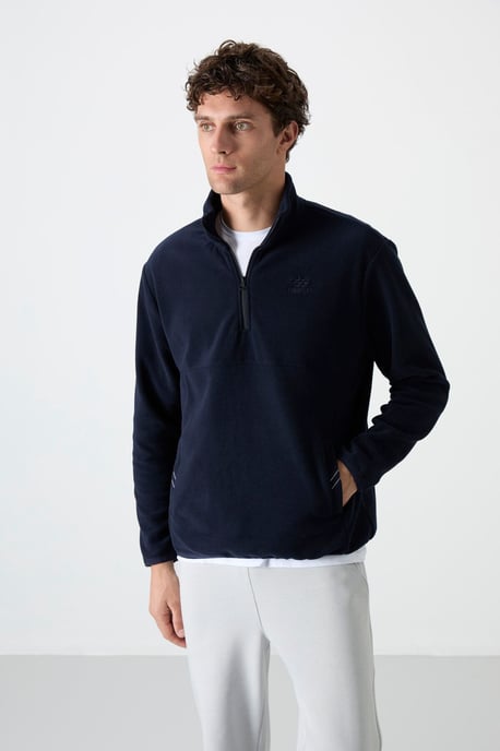 Men's Slim Fit Half-zip Plush Sweatshirt - Image 6