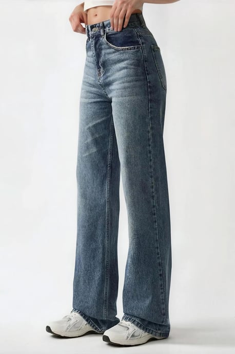 High waist jeans met rechte pijpen - Image 1