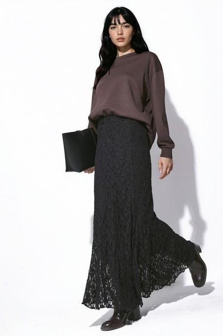 Maxirok van kant met hoge taille - Image 1