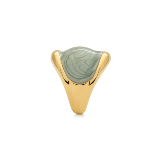 Luxenter Ring in Groene Lak geëindigd in 18 karaat geel goud - Sul - Image 3