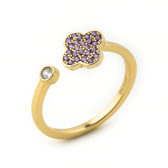 Luxenter Ring in 925 sterling zilver en amethist zirkonia, geëindigd in 18 karaat geelgoud - Alsion - Image 1
