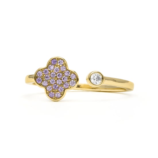 Luxenter Ring in 925 sterling zilver en amethist zirkonia, geëindigd in 18 karaat geelgoud - Alsion - Image 5