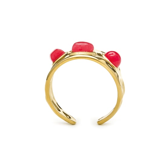 Luxenter ring afgewerkt in 18 karaat geel goud en koraal - Rekbas - Image 5