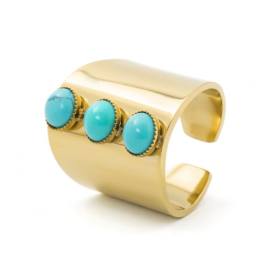 Luxenter Turquoise Ring is afgewerkt in 18 karaats geelgoud - Isum - Image 1