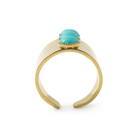 Luxenter Turquoise Ring is afgewerkt in 18 karaats geelgoud - Isum - Image 6