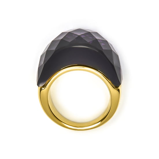 Luxenter Ring met Onyx Hydrothermal Quartz afgewerkt in 18k geelgoud - Fadino - Image 6