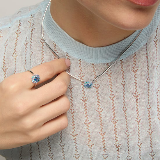 Luxenter ketting in 925 sterling zilver en saffier Zirconia rhodium afwerking - Mezay - Image 2